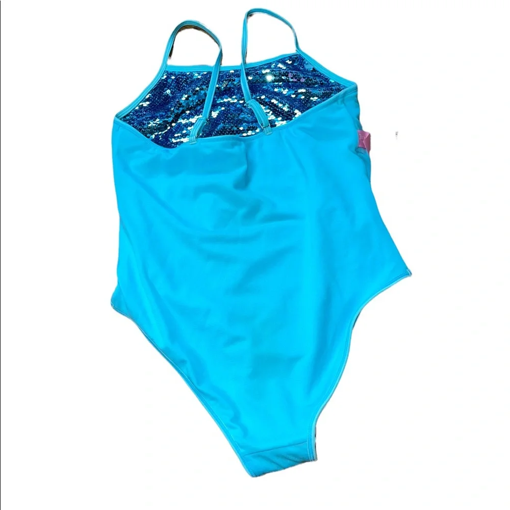 Swimsuit aqua blue with sequins‎ Juicy Couture girls swimsuit 14/16
